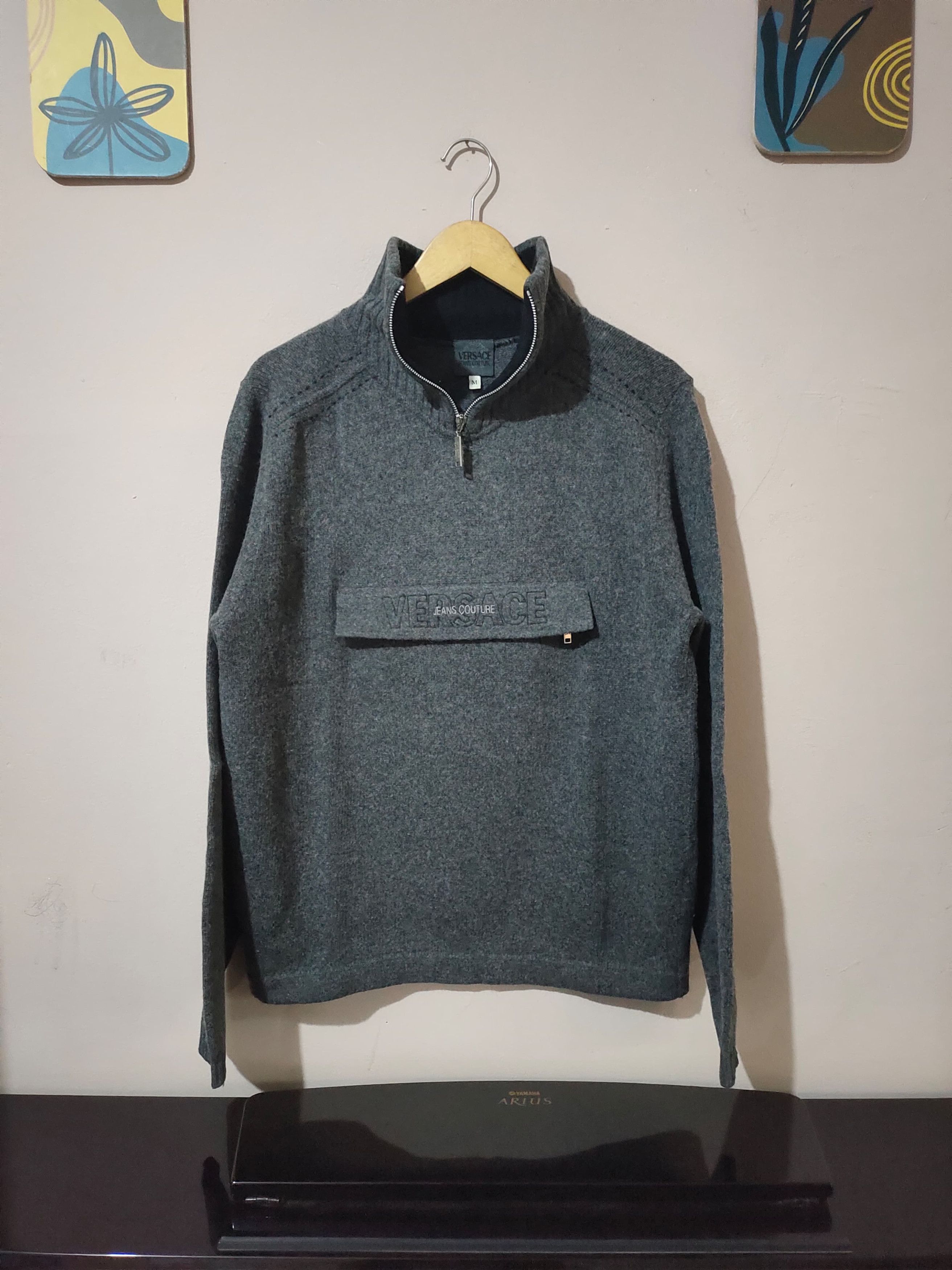 Versace Versace Wool Half Zipper Sweater Made in Italy Size US M / EU 48-50 / 2 - 2 Thumbnail
