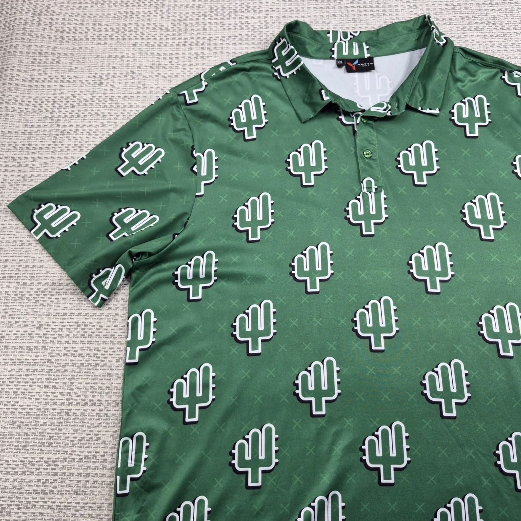 Vintage Yatta Golf Polo Golf Shirt Mens 2XL Green Cactus Arizona Performance Stretch Size US XXL / EU 58 / 5 - 3 Thumbnail