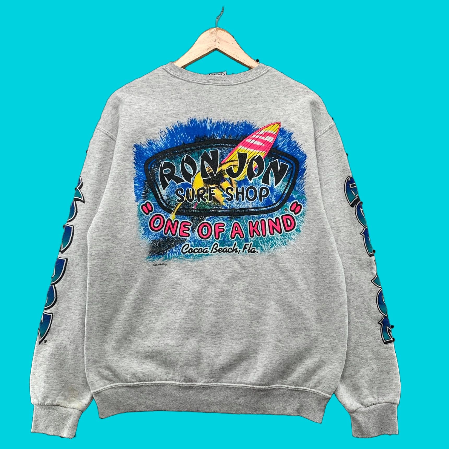 Ron Jon Surf Shop Ron Jon Surf Shop Crewneck Sweatshirt Mens Medium Gray Cocoa Beach Florida 21X26 Size US M / EU 48-50 / 2 - 1 Thumbnail