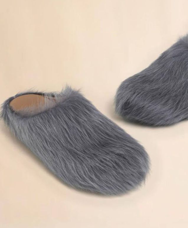 Marni o1w1db10326 Fussbett Sabot Calf-Hair Slippers in Grey Size US 9 / IT 39 - 2 Thumbnail