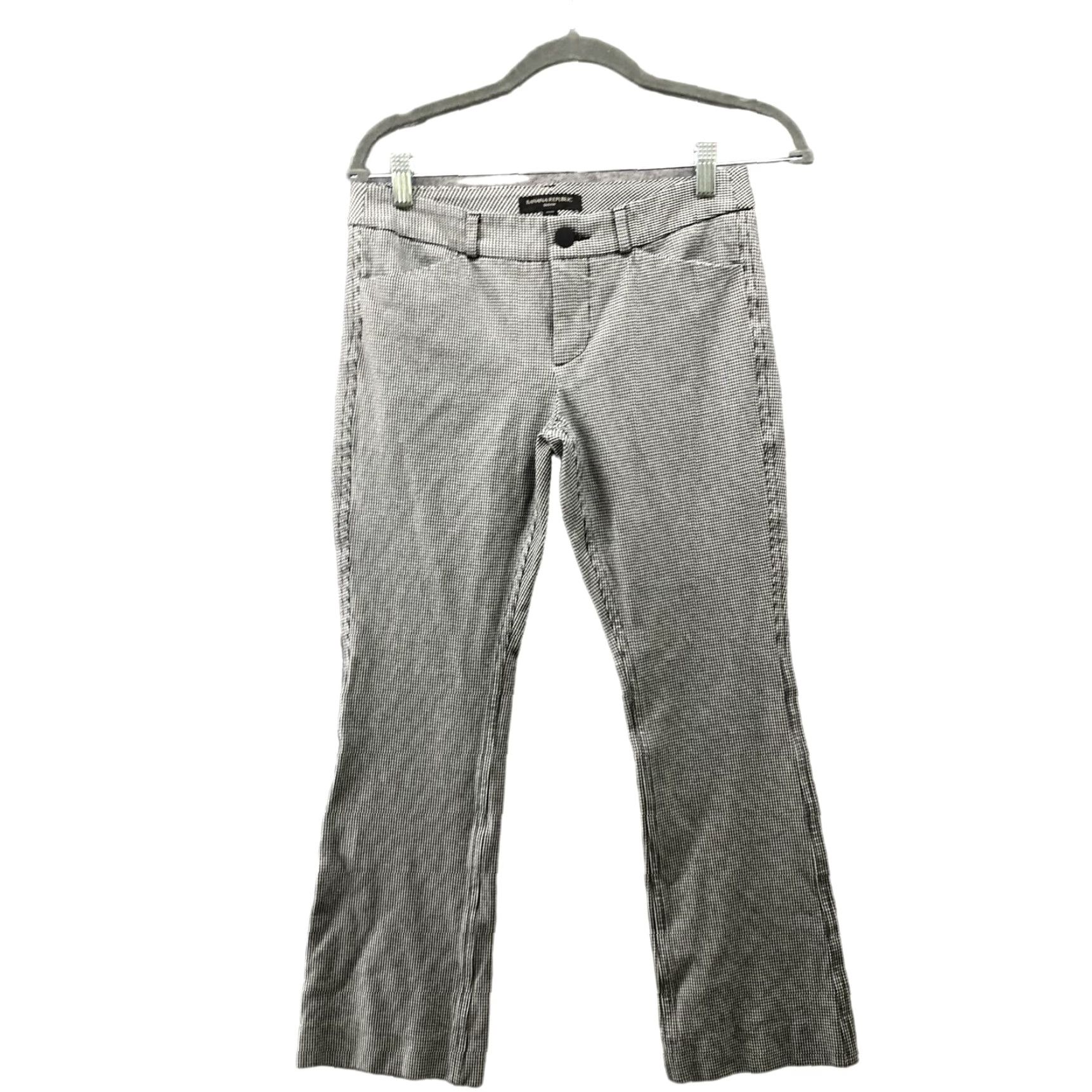 Banana Republic VINTAGE Banana Republic Sloan Houndstooth Pants Womens 2P Flare Crop Black White Size 26" / US 2 / IT 38 - 2 Thumbnail
