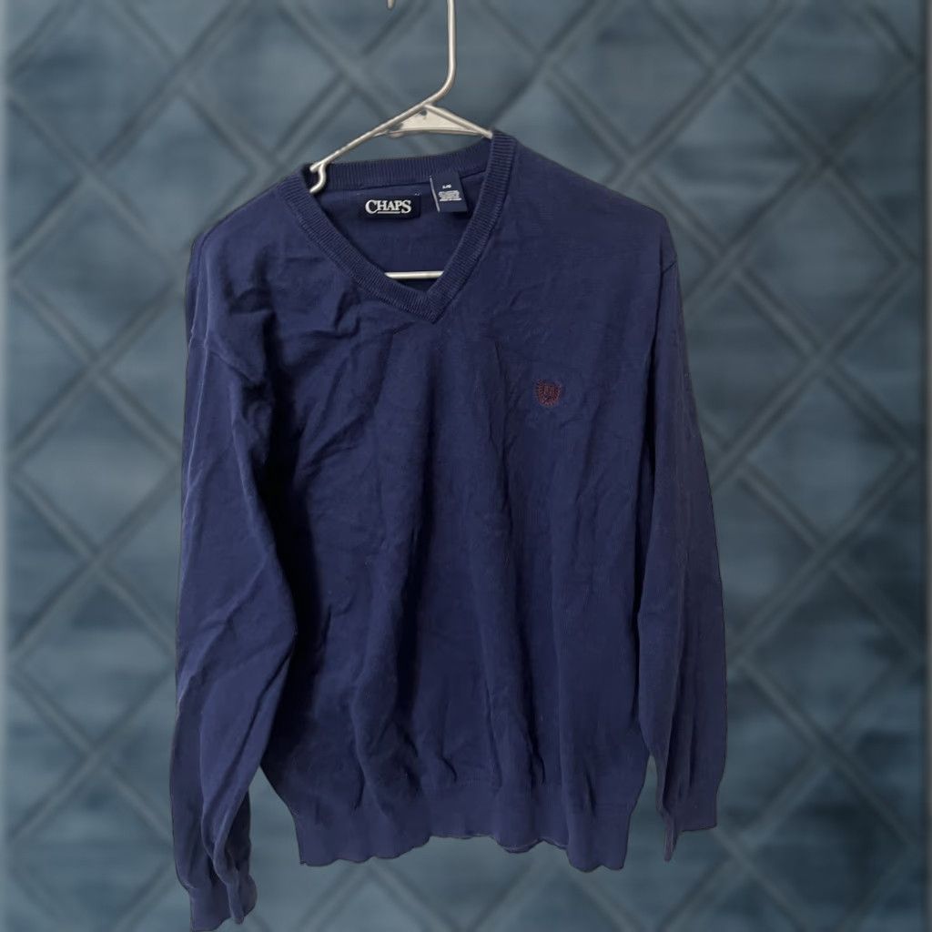 Chaps VINTAGE Chaps Sweater Long Sleeve V-Neck Size Large Blue Preowned Men Size US M / EU 48-50 / 2 - 1 Thumbnail
