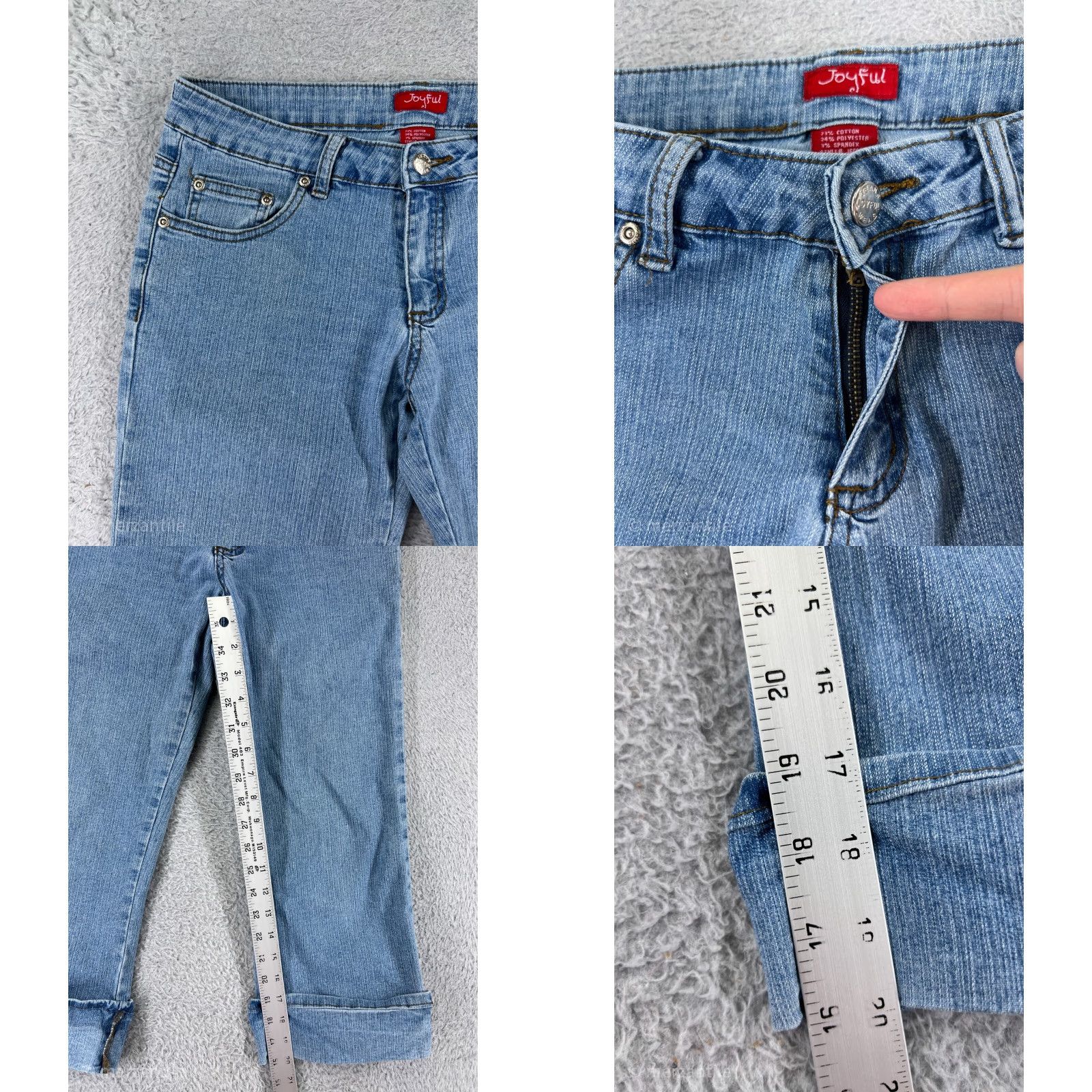 Denime Joyful Jeans Womens 5 Blue Denim Capri Embroidered Embellished Cross Size 27" / US 4 / IT 40 - 8 Thumbnail