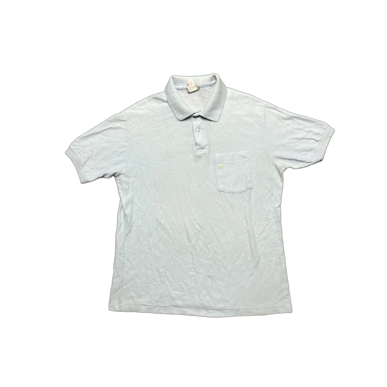 Vintage VINTAGE 90s short sleeve polo shirt paint stained worn light blue adult large Polo Shirt Mens Large 90s Size US L / EU 52-54 / 3 - 1 Thumbnail