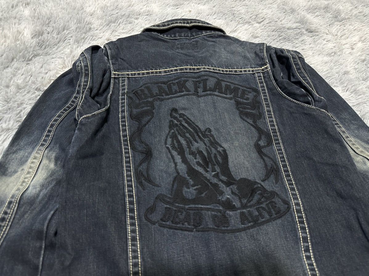 Japanese Brand 🔥Sick Y2K Black Flame Overalls Denim Size US 34 / EU 50 - 3 Thumbnail