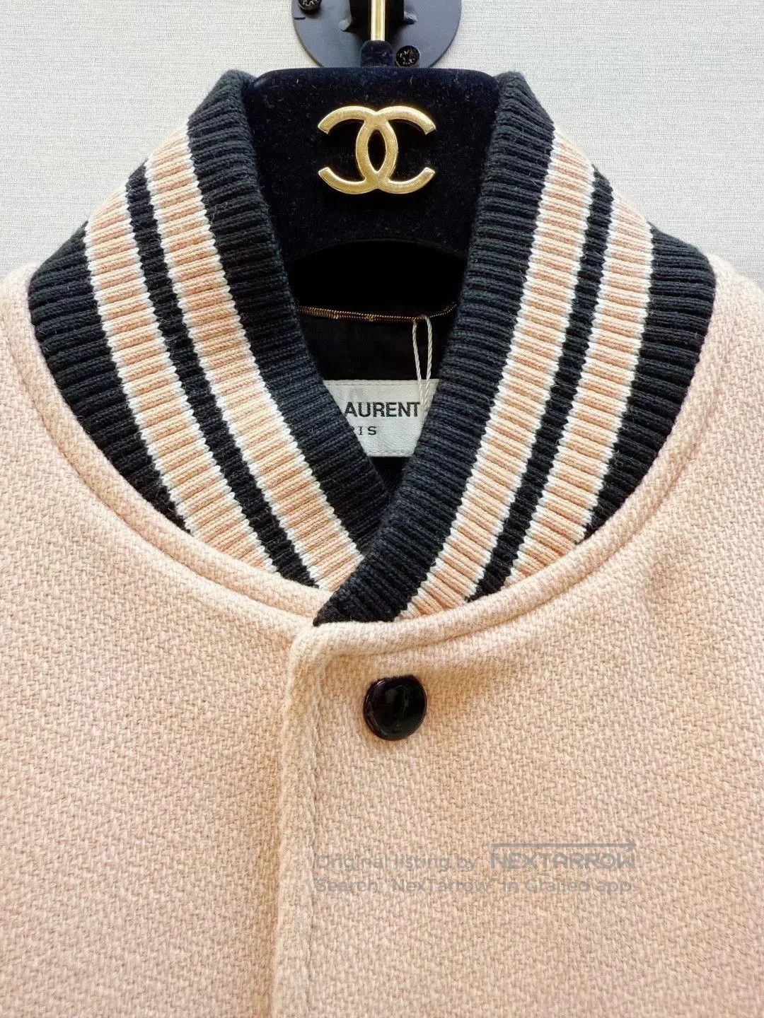 Saint Laurent Paris Saint Laurent Light Pink Baseball Jacket. Size US XXS / EU 40 - 2 Thumbnail