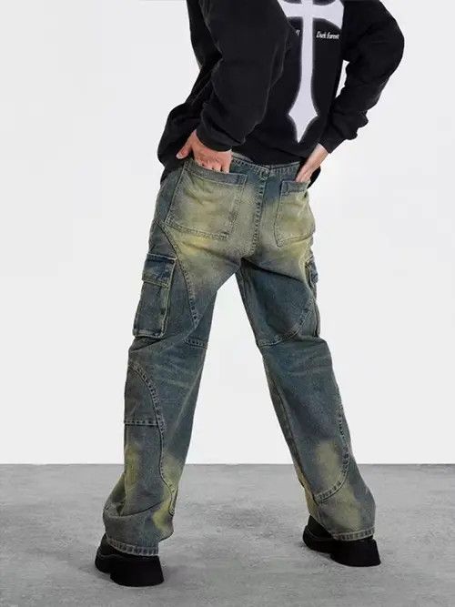 VIBE Vintage washed distressed pocket jeans Size US 32 / EU 48 - 4 Thumbnail