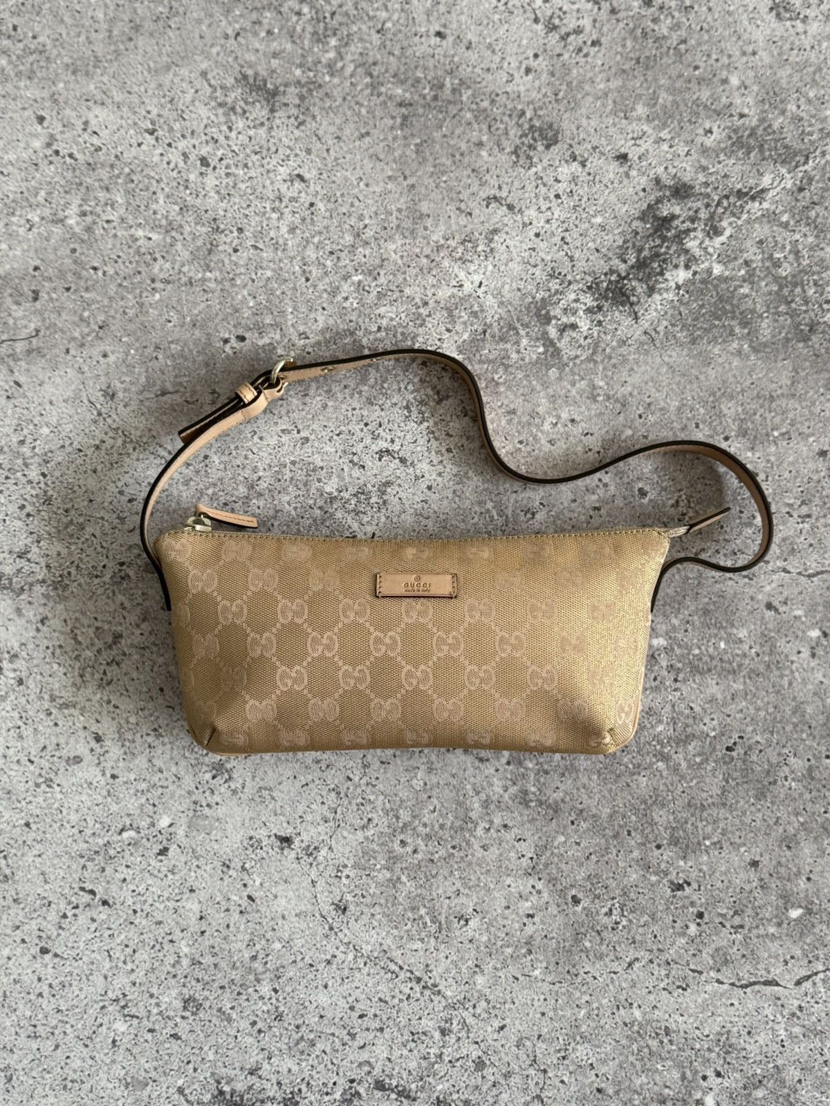 Vintage Gucci GG Monogram Canvas Pochette Bag | Handbag in Beige, Women's