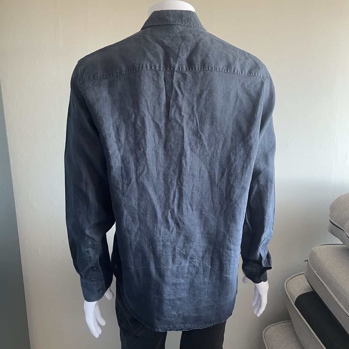 Marithe + Francois Girbaud Marithé et François Girbaud Vintage Linen Black Logo Shirt Size US XL / EU 56 / 4 - 3 Thumbnail