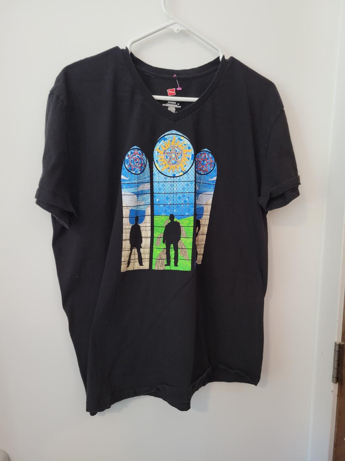 Other Supernatural Graphic Black T-Shirt with Stained Glass Design Size US XL / EU 56 / 4 - 3 Thumbnail