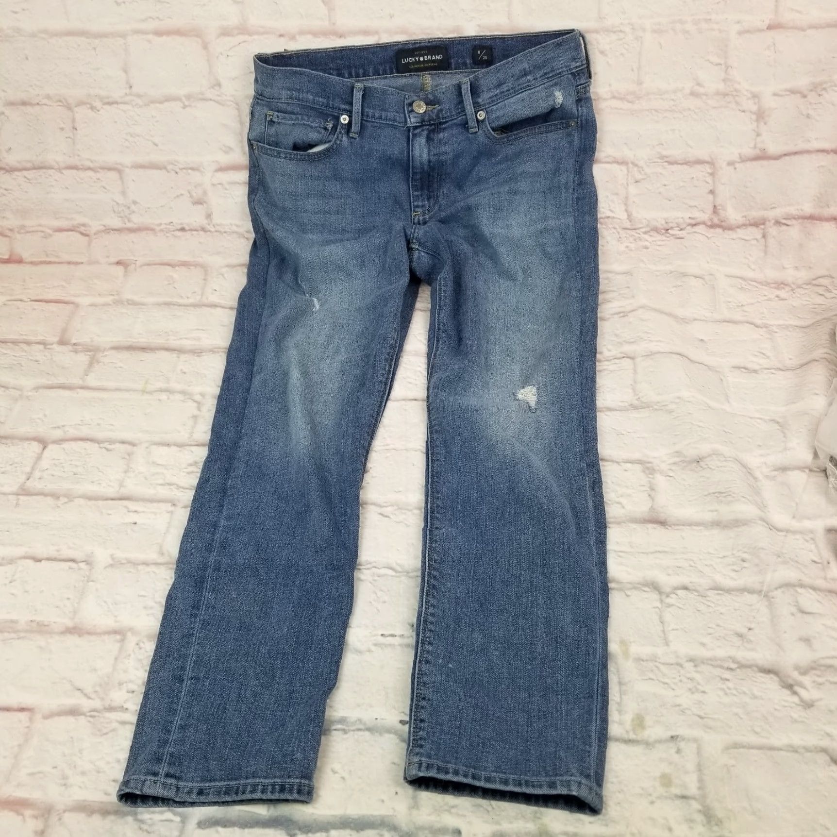 Lucky Brand Lucky Brand Jeans - Womens Crop Distressed Brooke Mid Rise 8 / 29 Blue 5-Pocket Denim Size 30" / US 8 / IT 44 - 2 Thumbnail