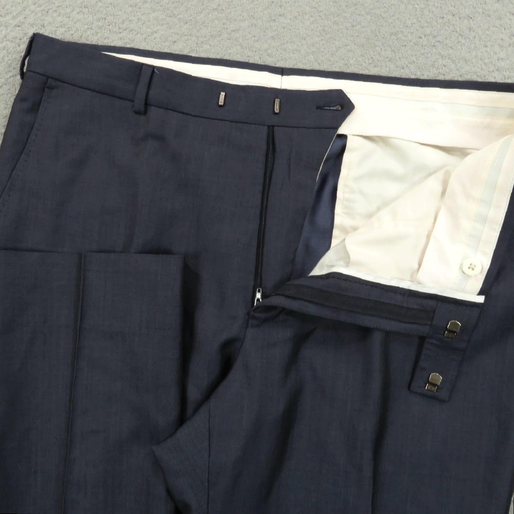 Zegna Pants 34x32 Wool Mohair Solid Blue Flat Front Straight Trousers Slacks Mens Regular 34 32 Inseam Wool Mohair Blue Solid Dress Pants Vintage N/A