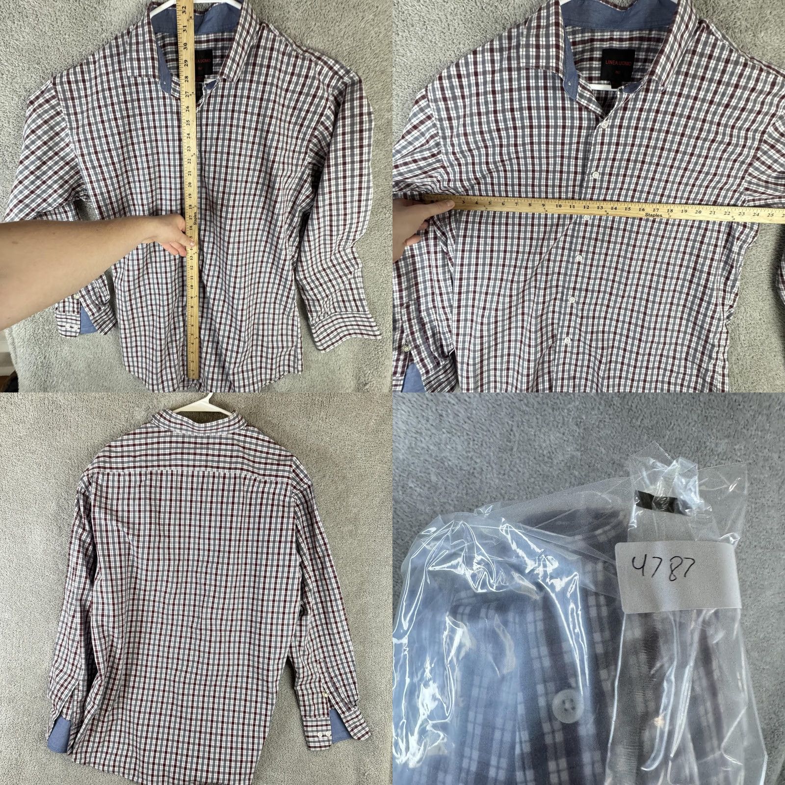 Vintage Linea Uomo Shirt 2XLT Red Plaid Check Long Sleeve Button Front Casual Shirt Mens Big & Tall Size US XXL / EU 58 / 5 - 8 Thumbnail
