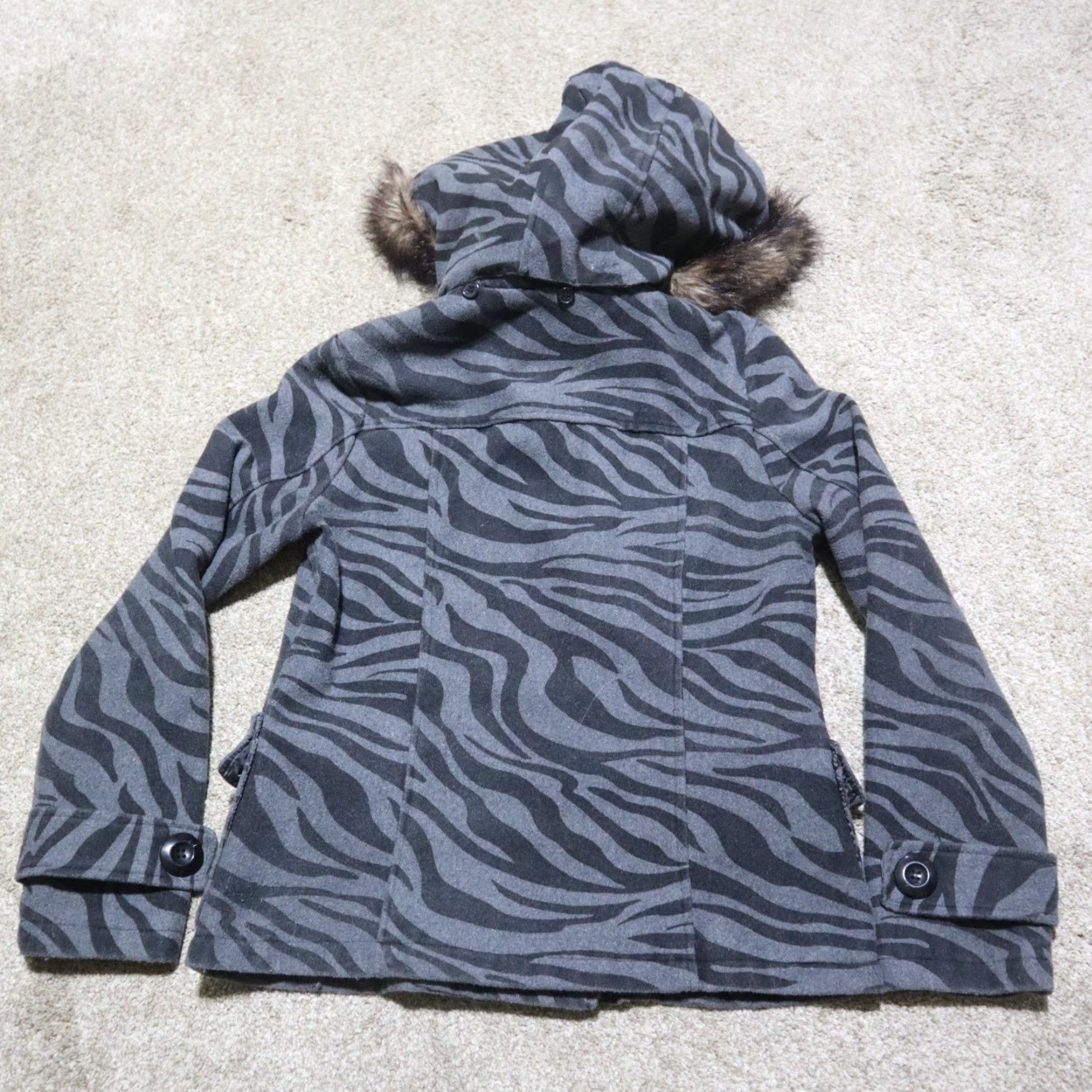 Vintage DollHouse Jacket Women Adult Gray Hooded Outerwear M Style Basic Jacket Motorcycle Theme Pockets Lightweight All Seasons Fall Winter Spring Size M / US 6-8 / IT 42-44 - 8 Thumbnail