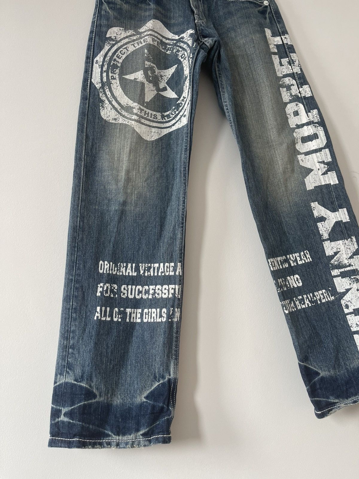Japanese Brand Rare Vintage CO & LU Spell Out Paint Splatter Style Size US 28 / EU 44 - 3 Thumbnail
