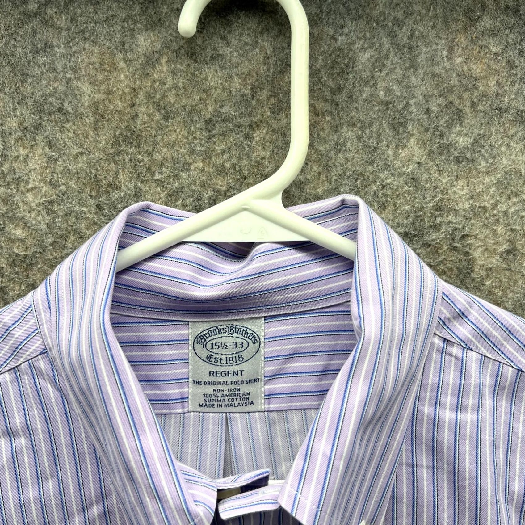 Brooks Brothers Brooks Brothers Shirt Men 15.5 33 Adult Purple Striped Button-Down Regent Button-Up Long Sleeve N/A Size US L / EU 52-54 / 3 - 4 Thumbnail