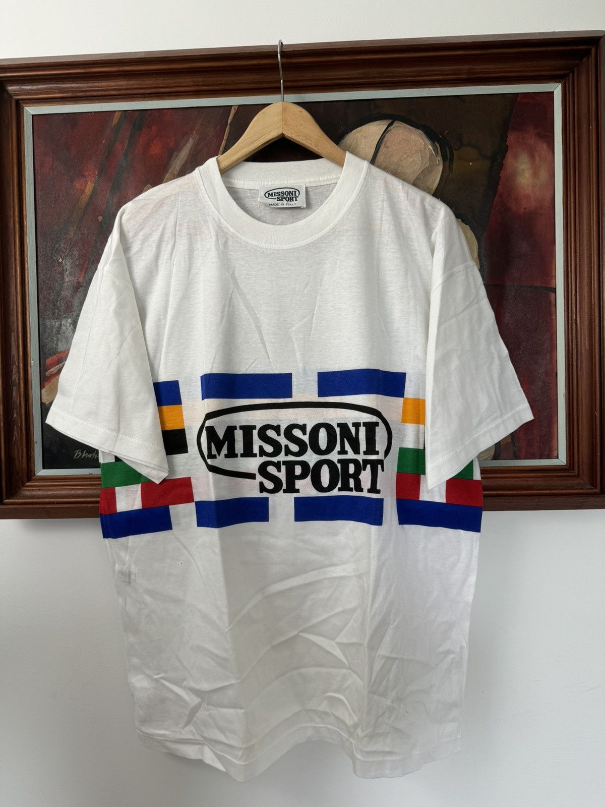 Missoni Vintage 80s Missoni Sport Archive Tee Big Logo Print Rare Size US M / EU 48-50 / 2 - 1 Thumbnail