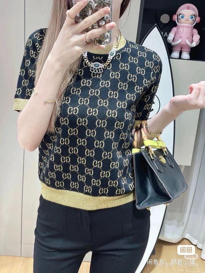 Gucci GucciThread full logo knitted short-sleeved T-shirt 2503-Ne Size XXS / US 00 / IT 34 - 2 Thumbnail