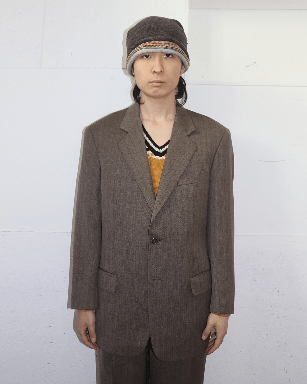 Valentino Valentino Uomo Early 90s Herringbone Suit Set Up Size 40R - 3 Thumbnail