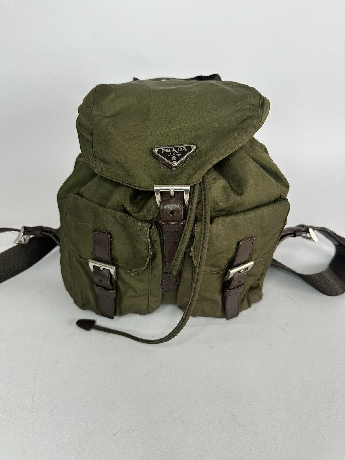 image of Prada Tessuto Nylon Vela Small Backpack in Green, Women's