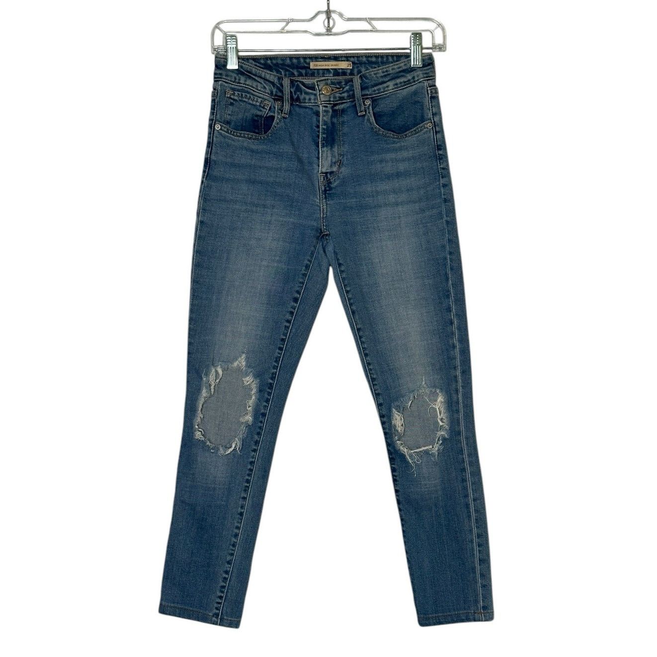 Levi's Levi Strauss 721 high rise distressed jeans size 25 - 2 Size 26" / US 2 / IT 38 - 1 Thumbnail