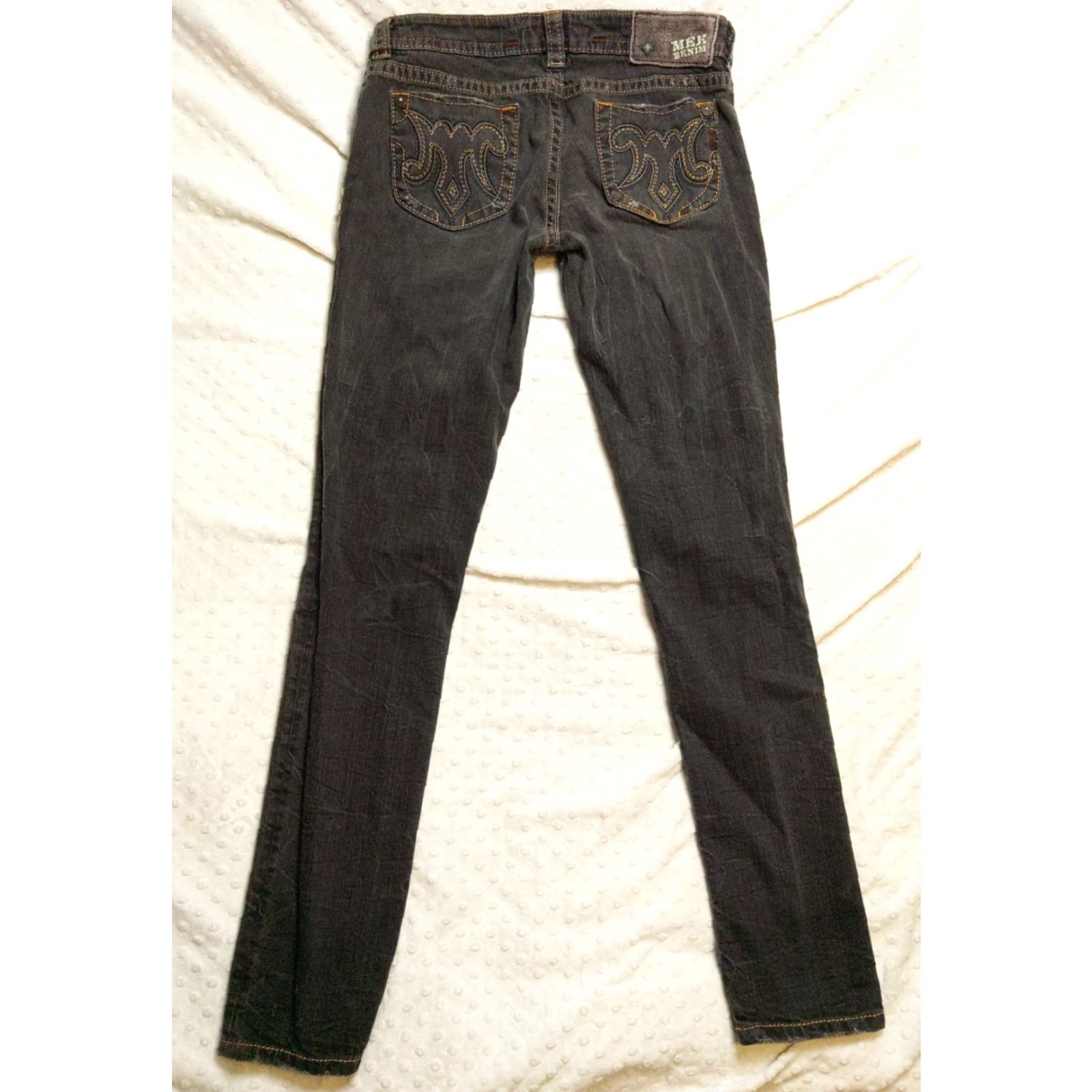 Denime Mek DNM Denim Jeans Stockhholm Cigarette Cut Black 5-Pocket Straight 29x34 Mens Vintage Size US 29 - 7 Thumbnail