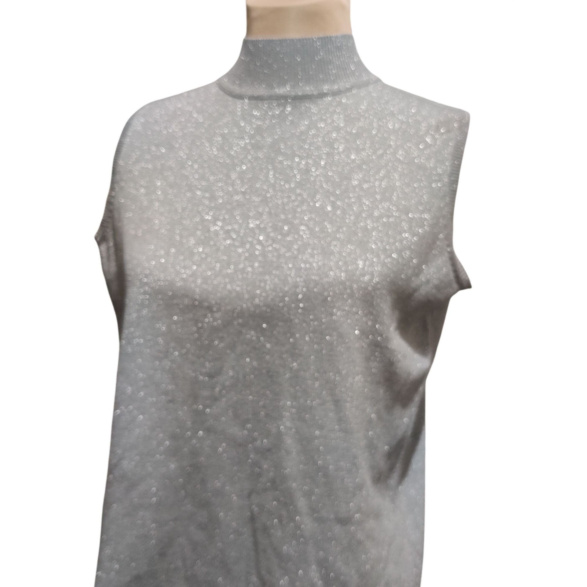 Vintage Studio Work M Womens Silver Tank Sleeveless Mock Neck Vintag Size M / US 6-8 / IT 42-44 - 9 Thumbnail