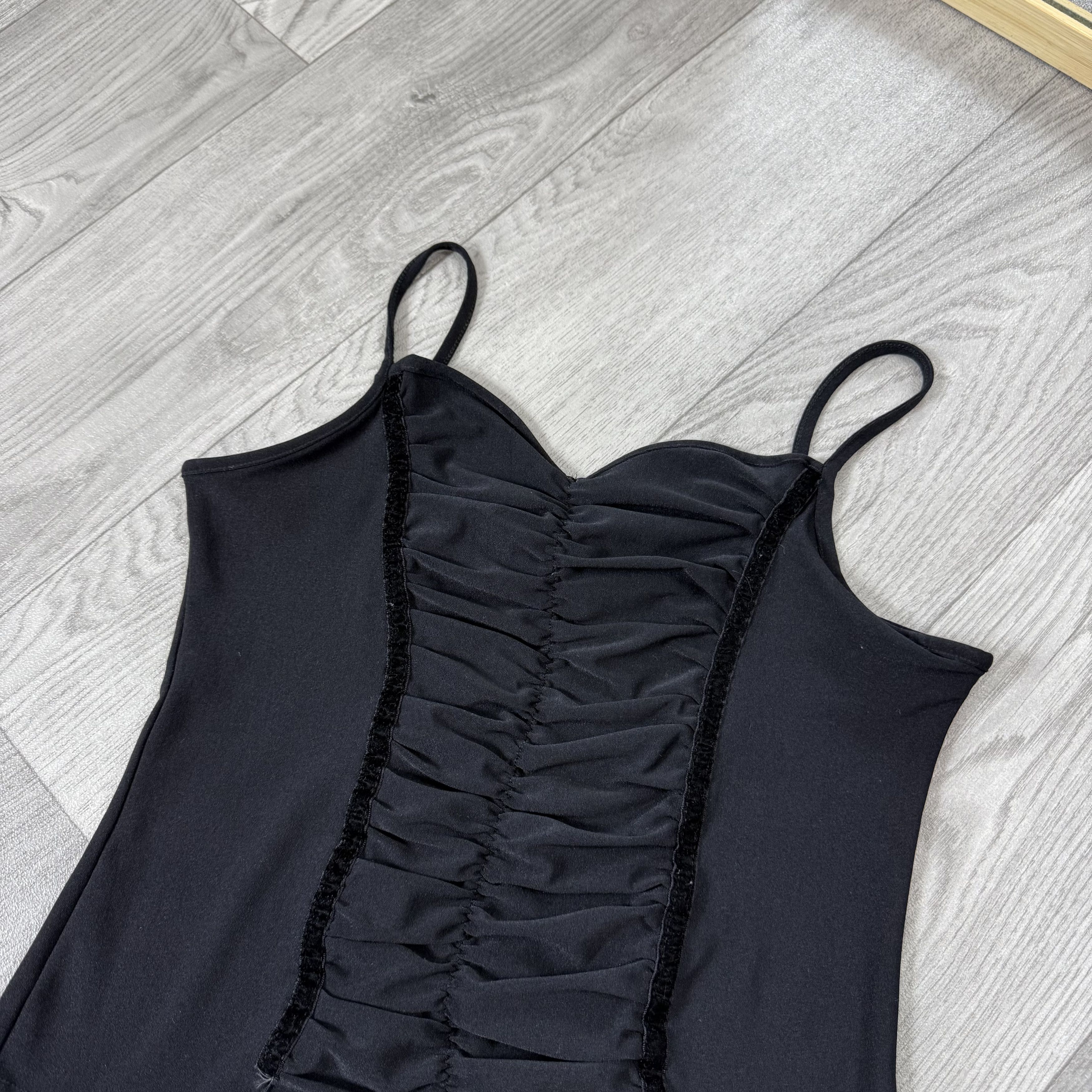 Vintage Vintage Y2K Shine Drapery Black Tank Crop Top S Size S / US 4 / IT 40 - 4 Thumbnail