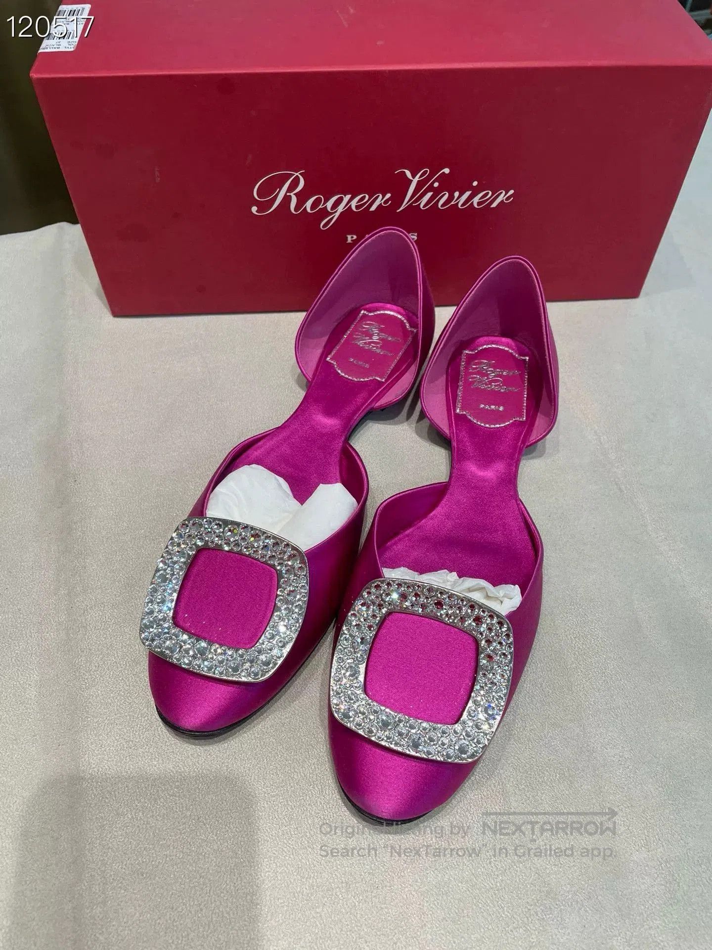 Roger Vivier Pink Satin Diamond Buckle Flats. Size US 6 / IT 36 - 1 Thumbnail