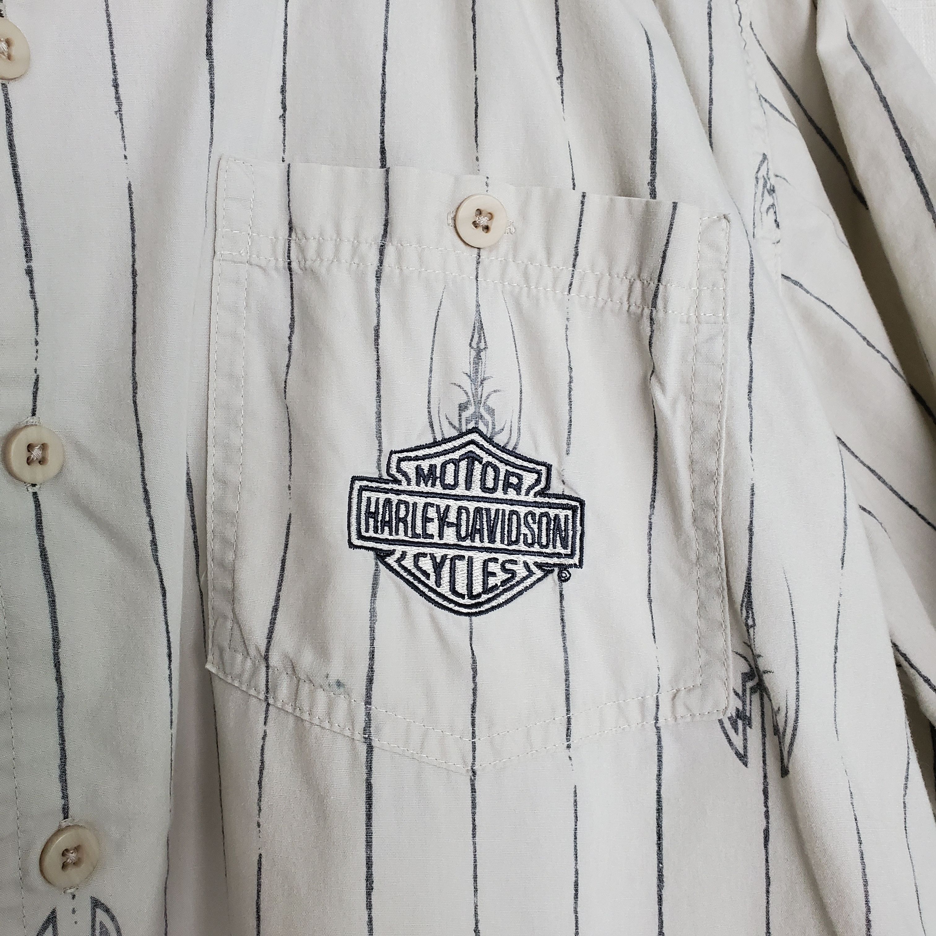 Harley Davidson Harley-Davidson Short Sleeve Button Down Striped Short SZ:L Size US L / EU 52-54 / 3 - 2 Thumbnail