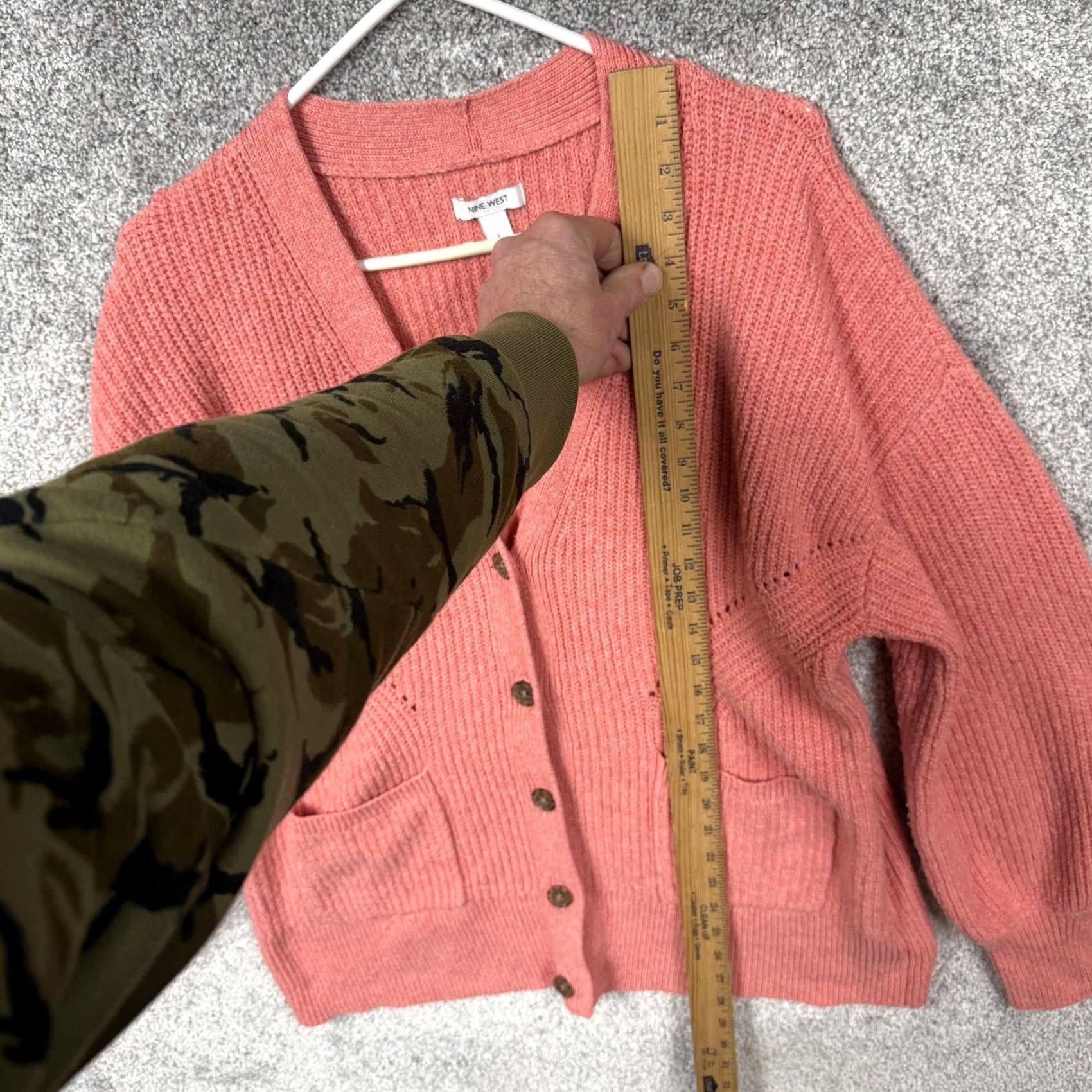 Nine West Nine West Cardigan Shirt Womens Large Pink Button Front V-Neck Balloon Sleeve Preppy Cozy Casual Size L / US 10 / IT 46 - 2 Thumbnail