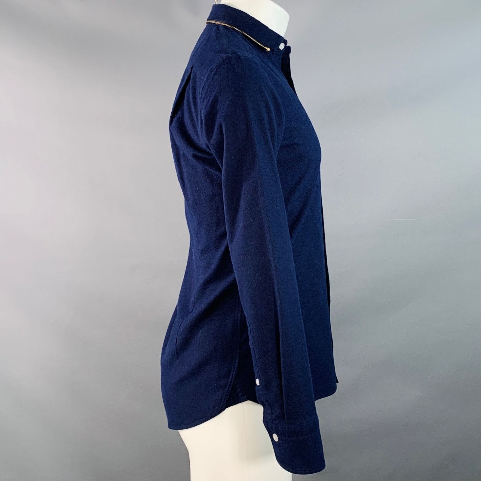 Kolor Size S Navy Gold Cotton Contrast Trim Long Sleeve Shirt Size US S / EU 44-46 / 1 - 3 Thumbnail
