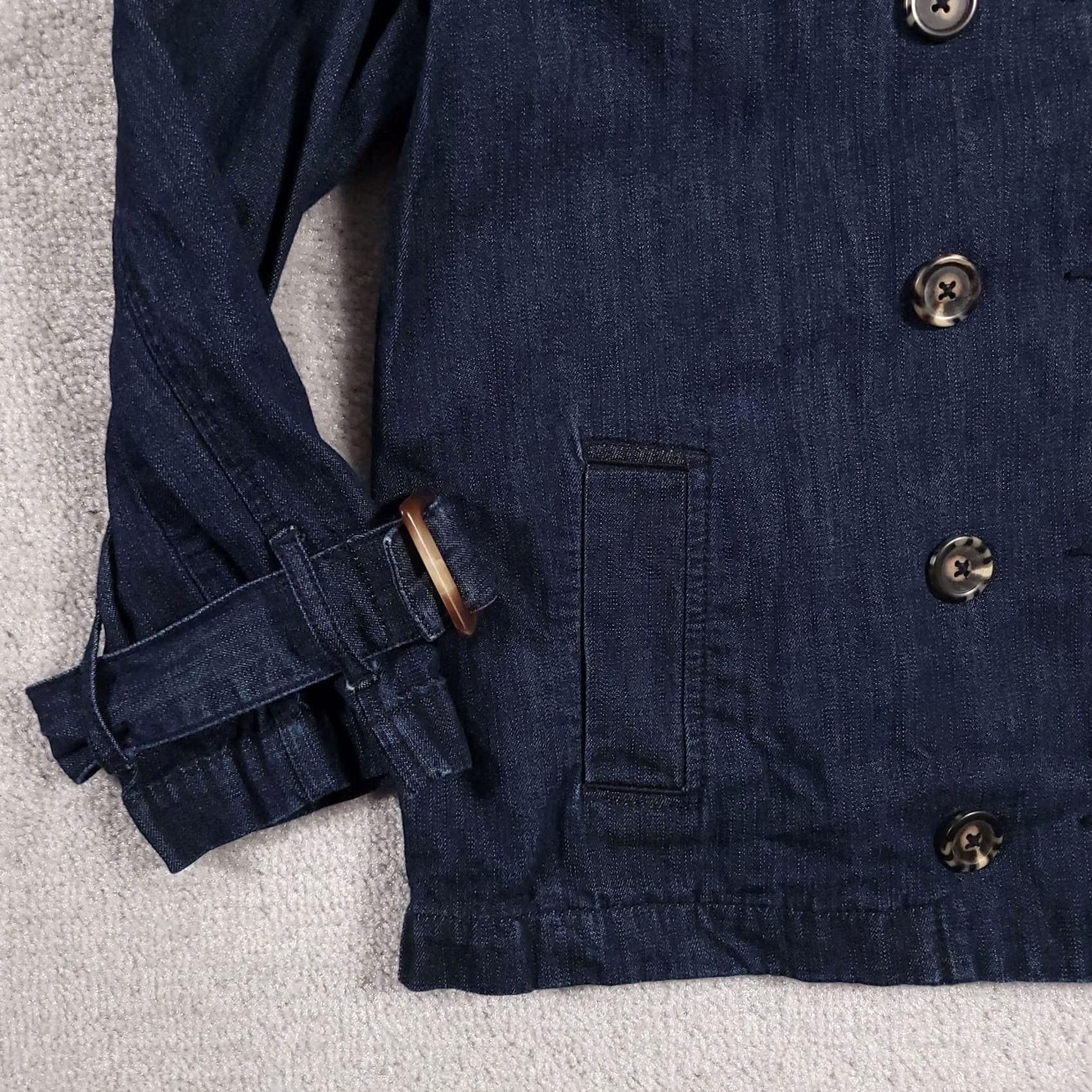 Old Navy Old Navy Jacket Chambray Denim Button Front Double Breasted Collar Womens Medium Blue Solid Casual Jacket Regular Fit Size M / US 6-8 / IT 42-44 - 4 Thumbnail