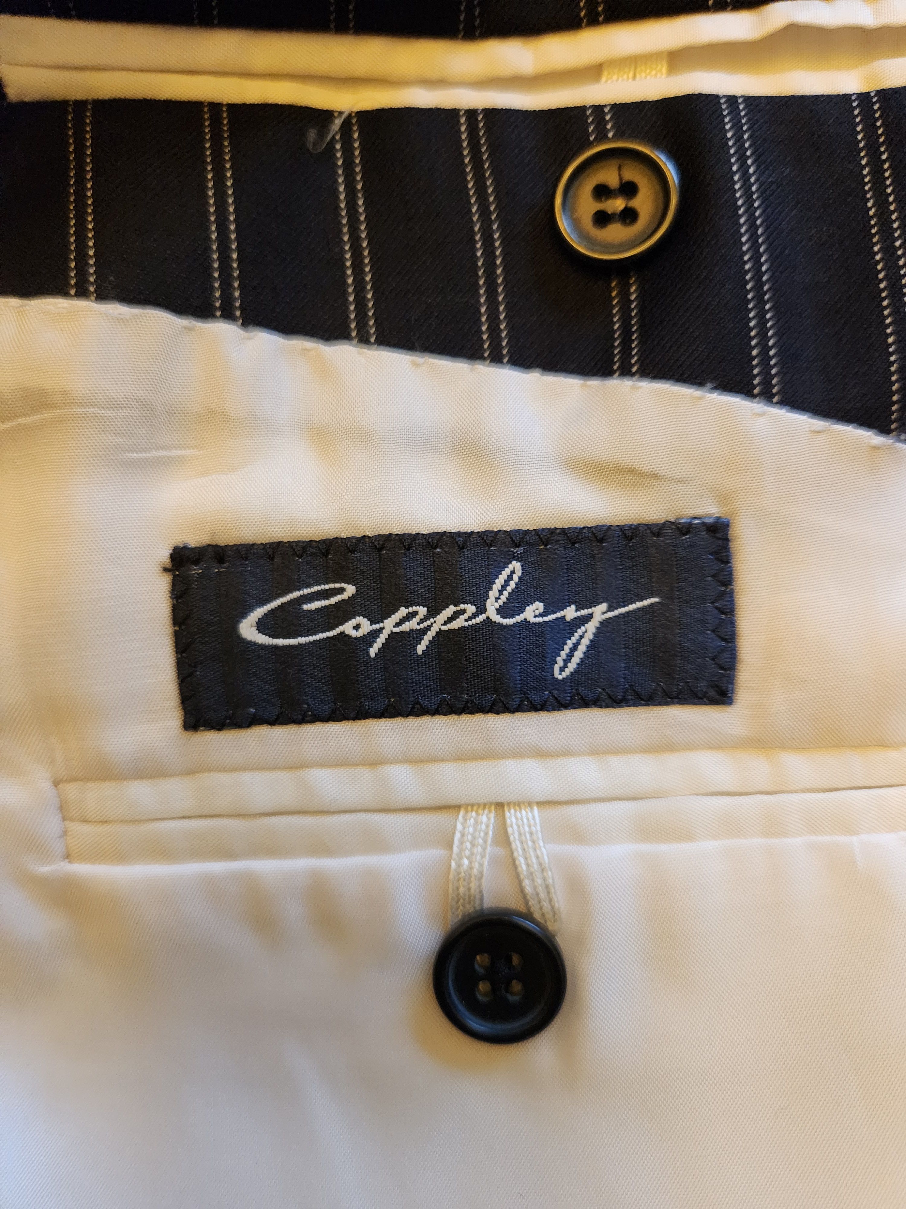 Coppley 100% Wool Blue Pinstripe Blazer Size 44R - 4 Thumbnail