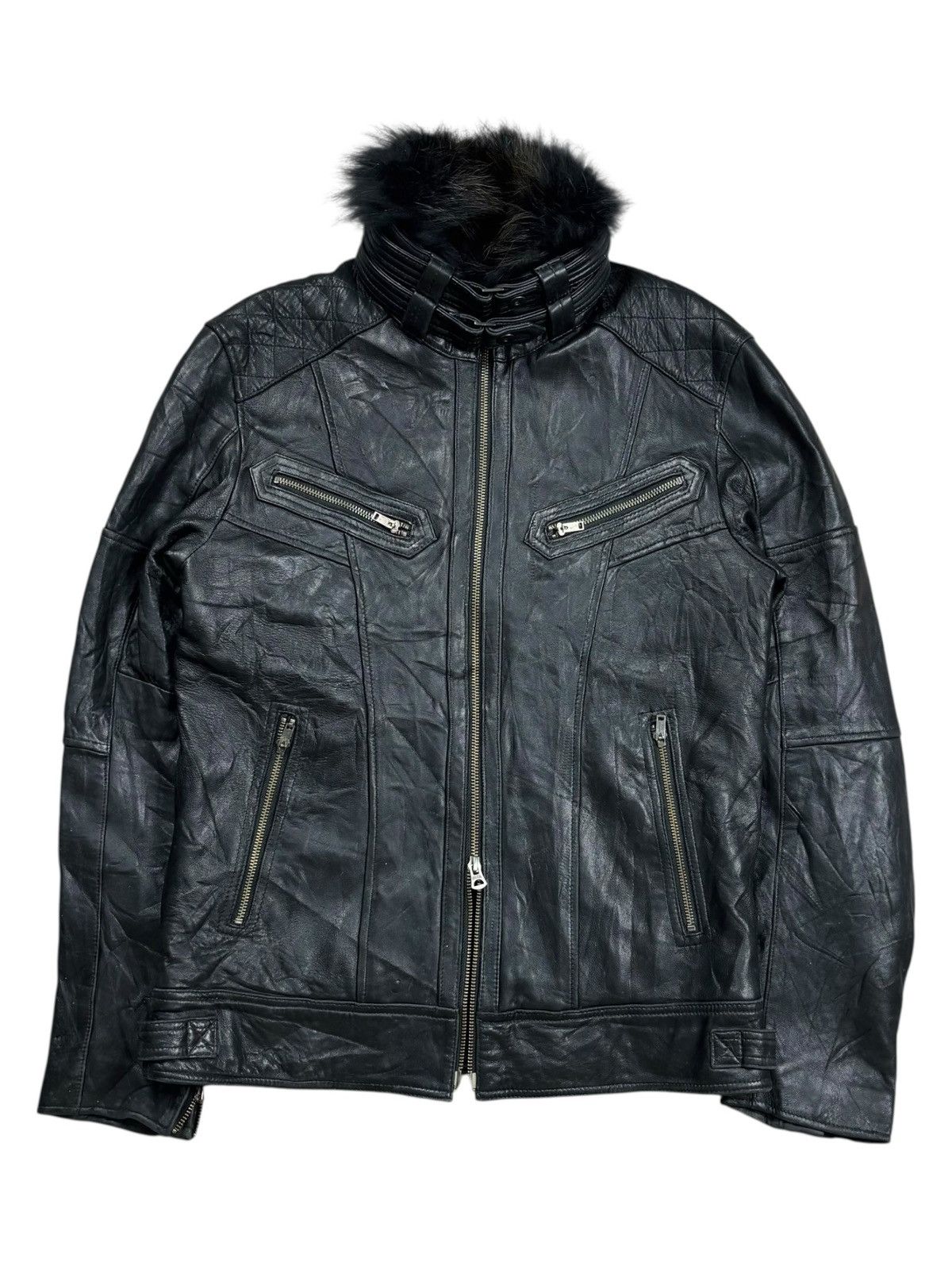 JACKROSE 2000s Jackrose - Trim Fur Collar Vkei Style Leather Jacket Size US M / EU 48-50 / 2 - 2 Thumbnail