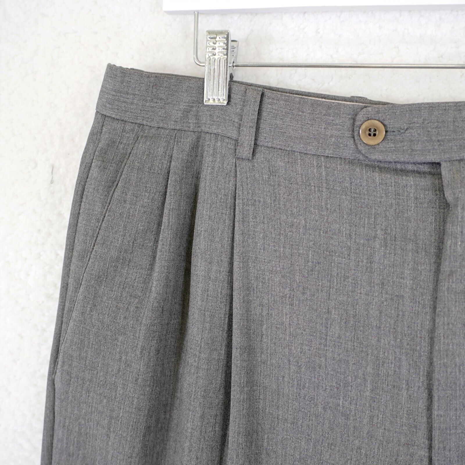 Zanella Zanella Wool Gray Dress Pants 36/31 High Rise Pleated Cuffed Size 36R - 3 Thumbnail