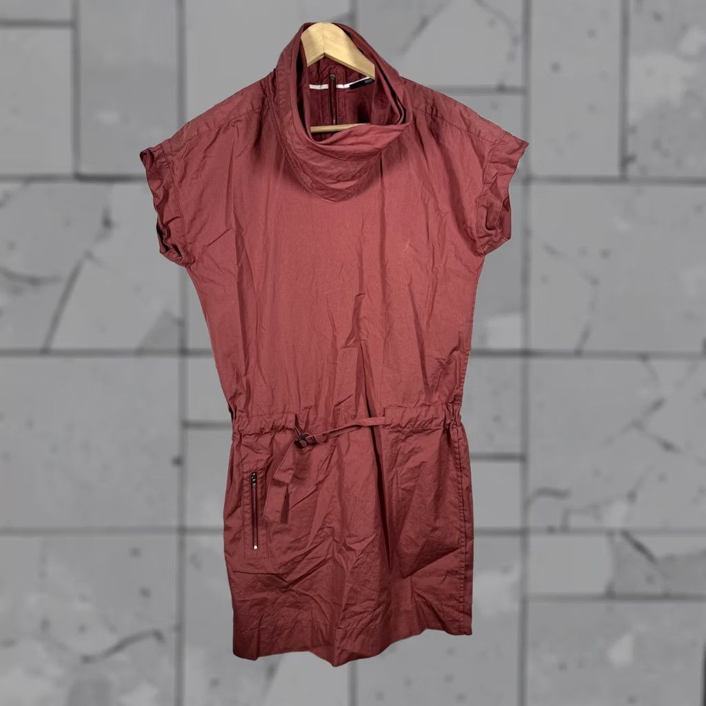Vintage VINTAGE Hugo Boss Women's Dress Shirt Dress Women’s Medium Rust Red Short Sleeve Drawstring Waist Size 32" / US 10 / IT 46 - 1 Thumbnail