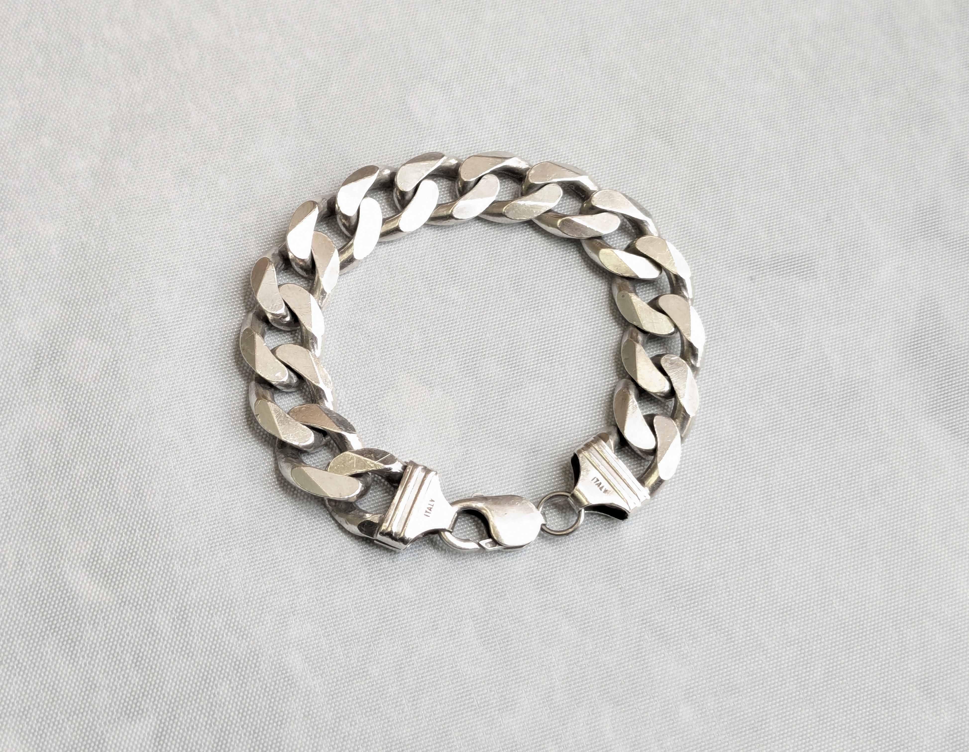 Jewelry Vintage Sterling Silver Cuban Bracelet Link Chain 8.5" Size ONE SIZE - 1 Thumbnail