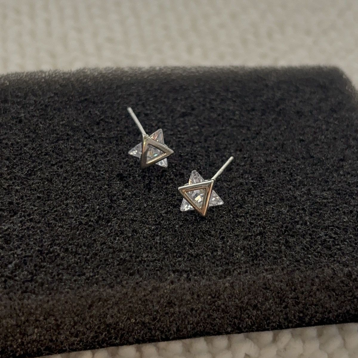 Other Small Geometric Triangle CZ Stud Earrings for Men Women Size ONE SIZE - 2 Thumbnail
