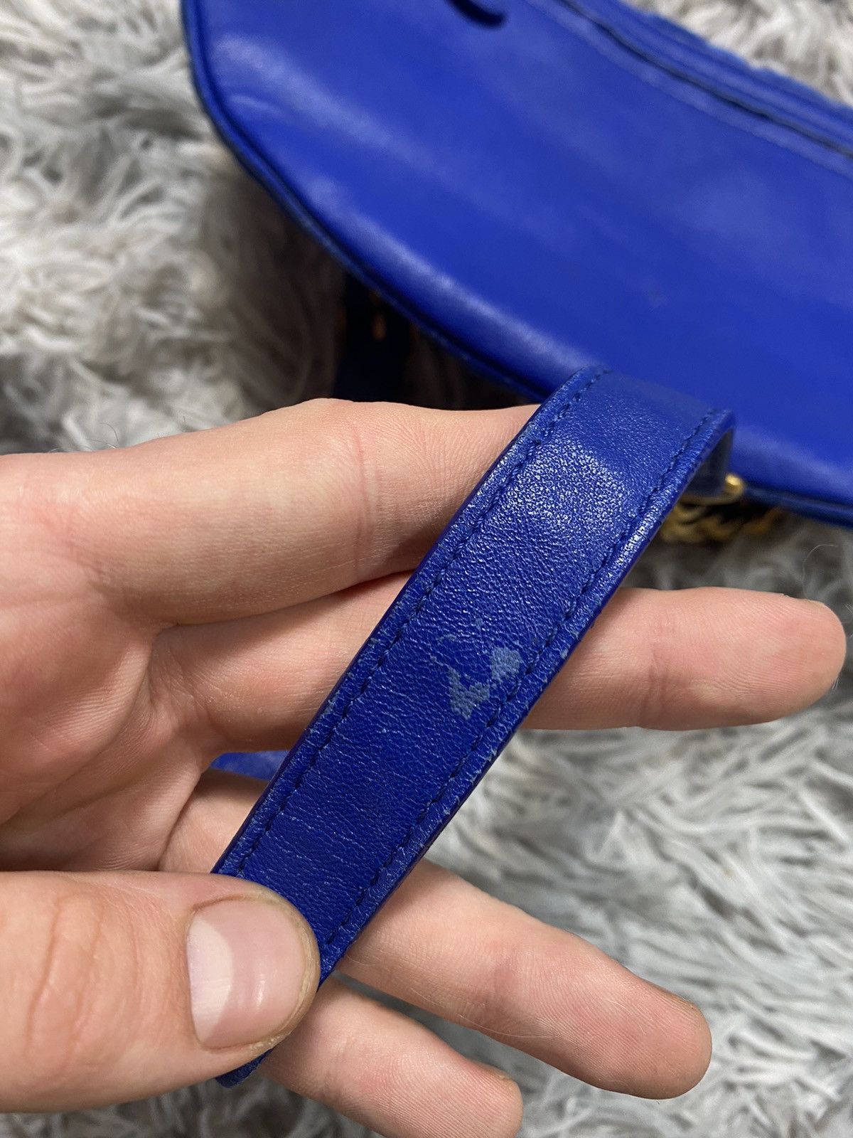 Balenciaga × Vintage Balenciaga Blue Velvet Belt Bag with Chain — Iconic Style Size ONE SIZE - 16 Thumbnail