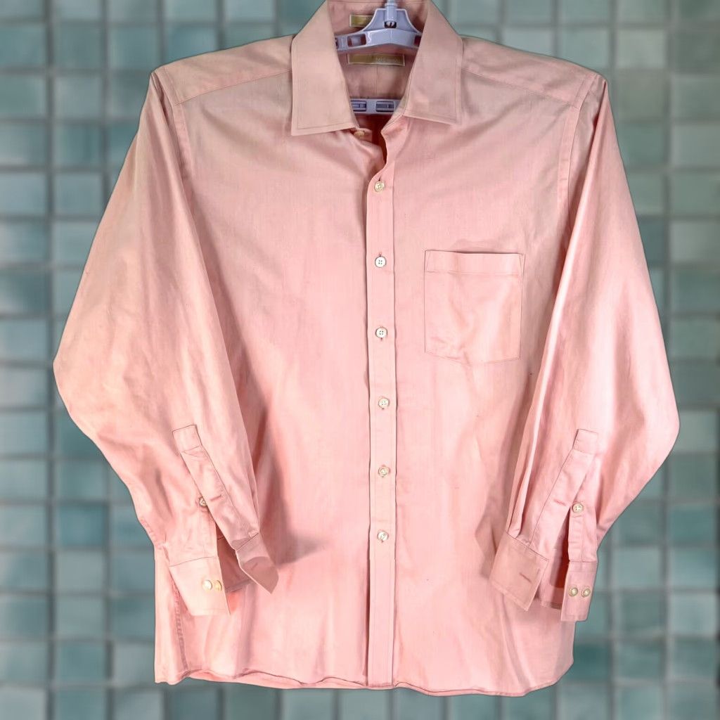 Michael Kors Michael Kors Dress Shirt Men 15.5 32/33 Pink Cotton Long Sleeve Button-Up Shirt Mens Size 40R - 1 Thumbnail