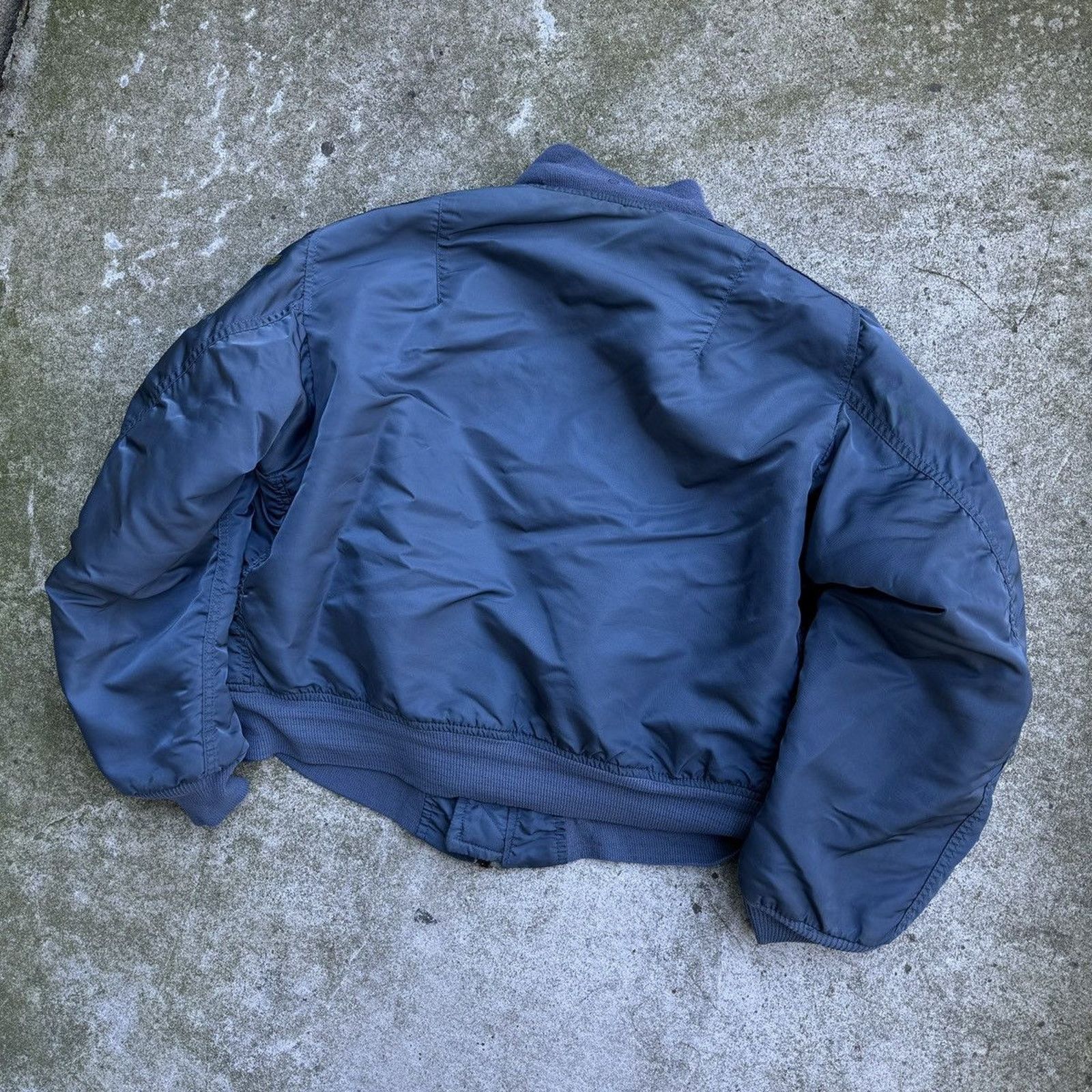 Vintage 80s USAF MA-1 Blue Bomber Jacket Faded Distressed ERD Grunge Size US L / EU 52-54 / 3 - 8 Thumbnail