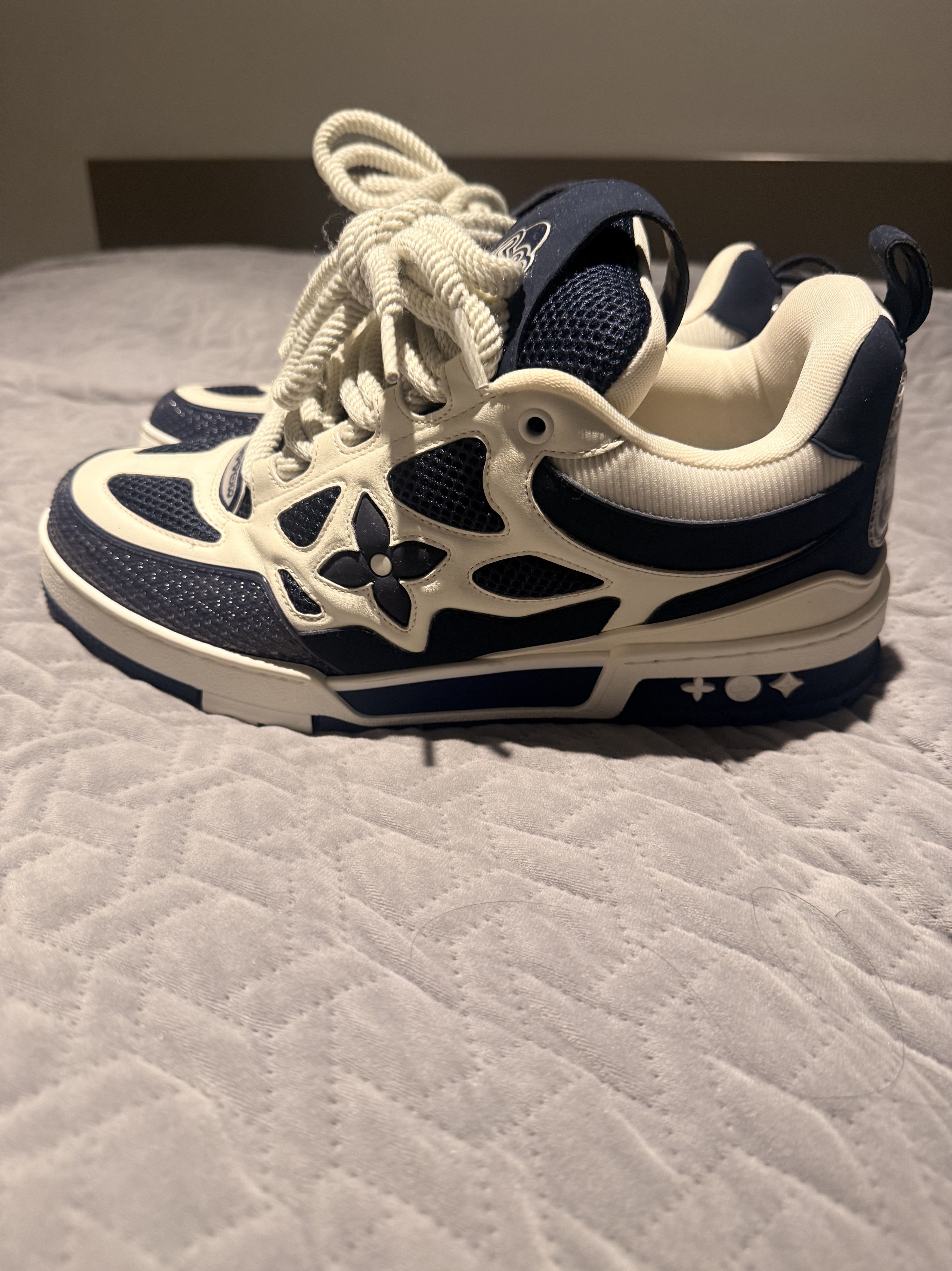 Louis Vuitton Trainer Sneakers Navy White UK 8.5