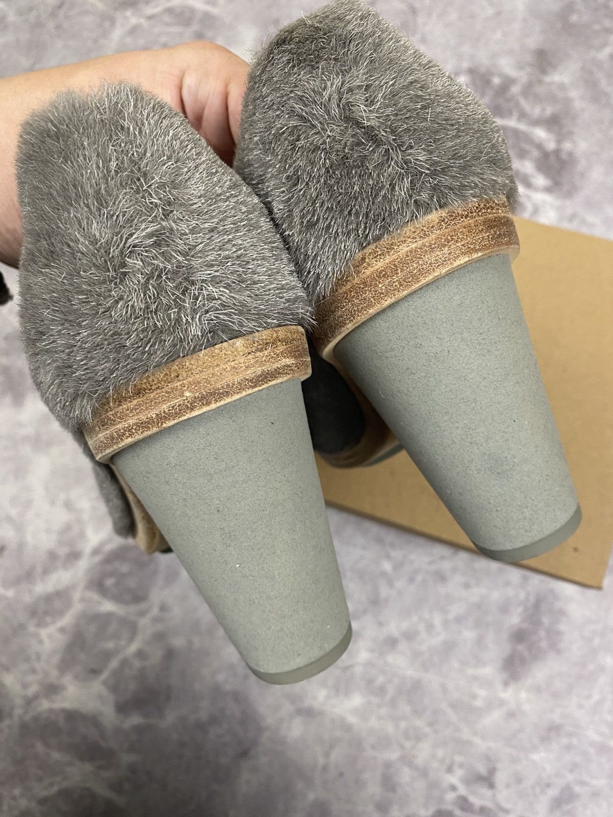Eckhaus Latta Ugg x Eckhaus Latta Grey Fur Cone Heels Mules Size US 7 / IT 37 - 5 Thumbnail