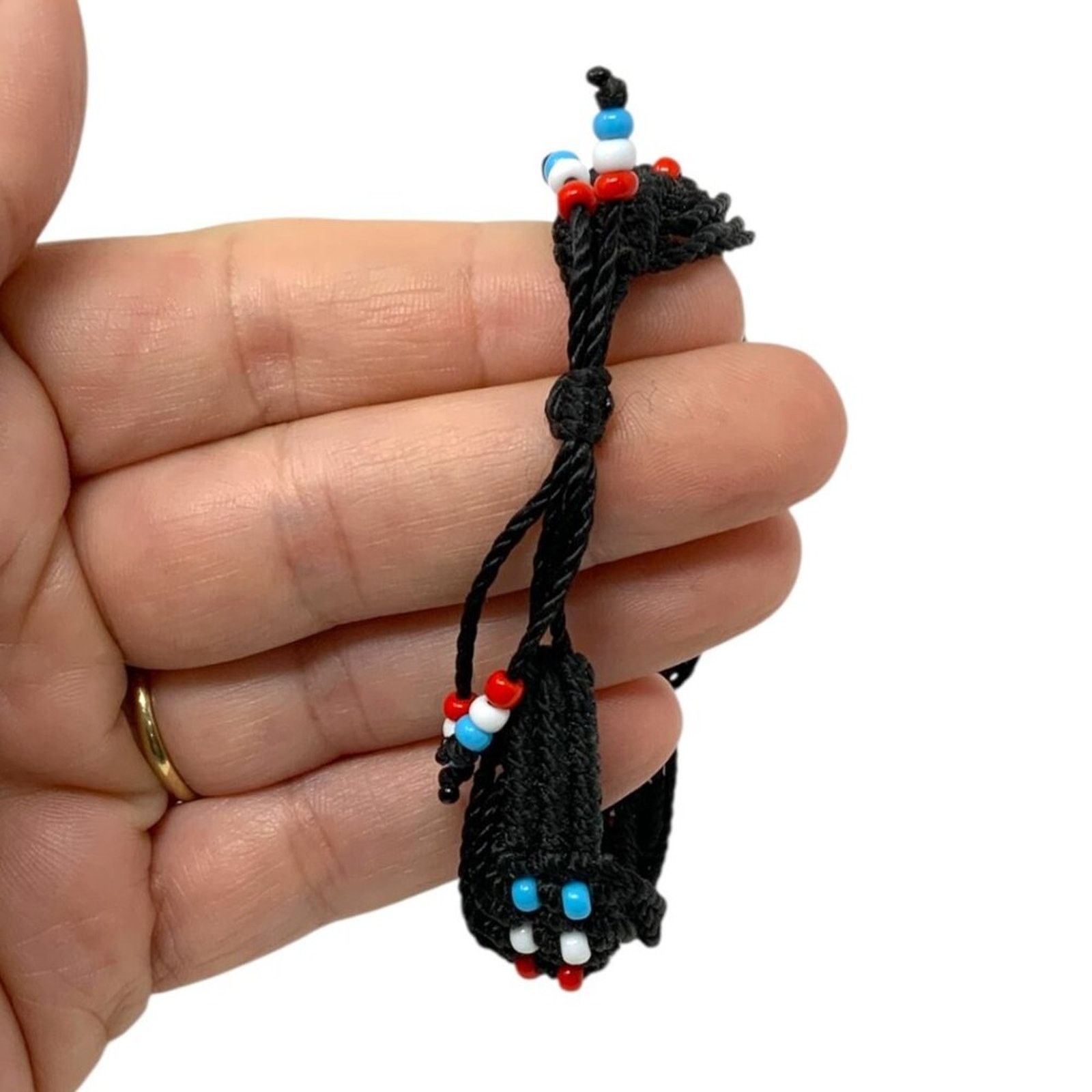 Other Corded Black Woven Red White Blue Beaded Bracelet Size ONE SIZE - 4 Thumbnail