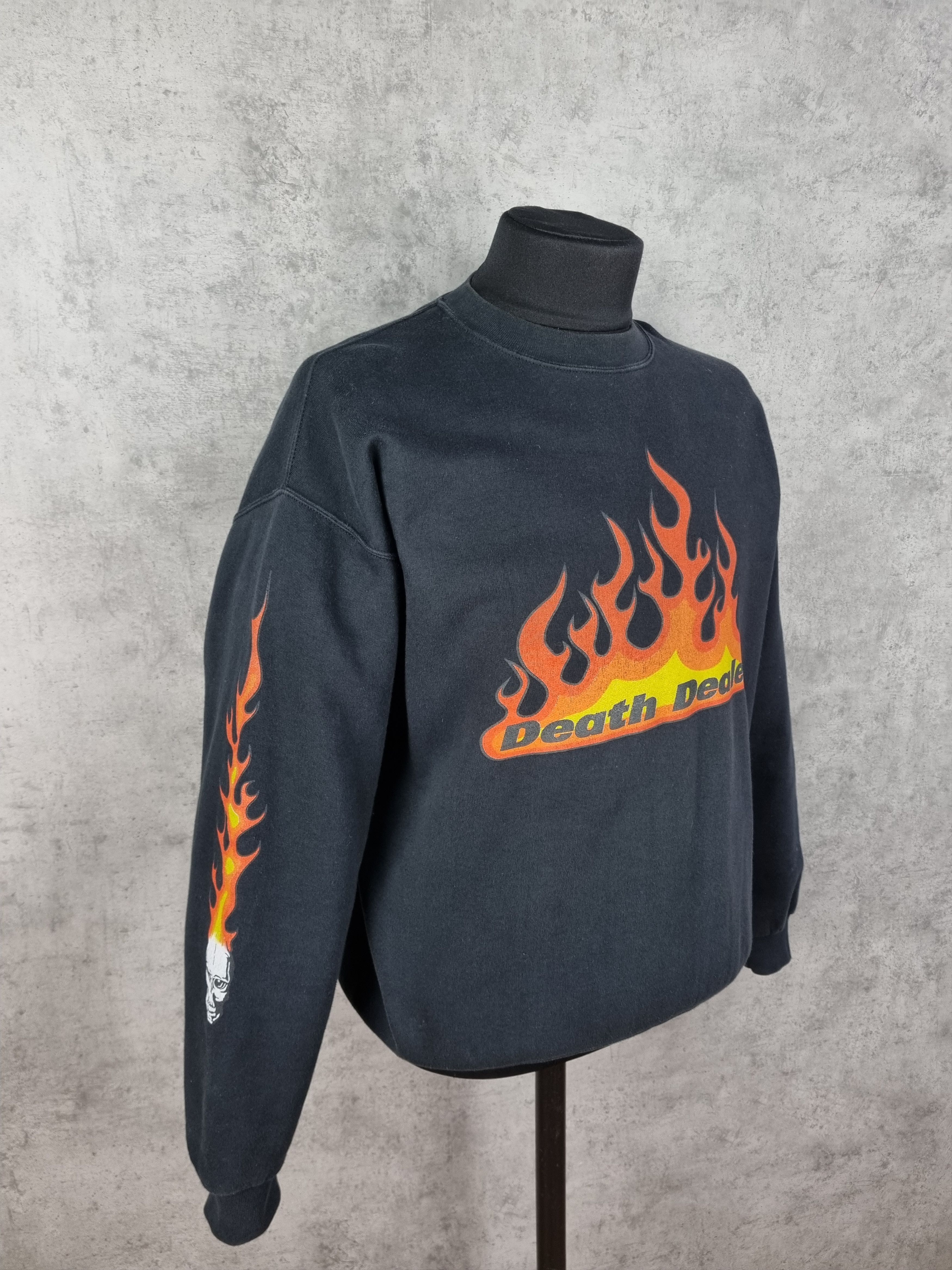 Vintage Death Dealer Flames Fire Sweatshirt Thrasher style