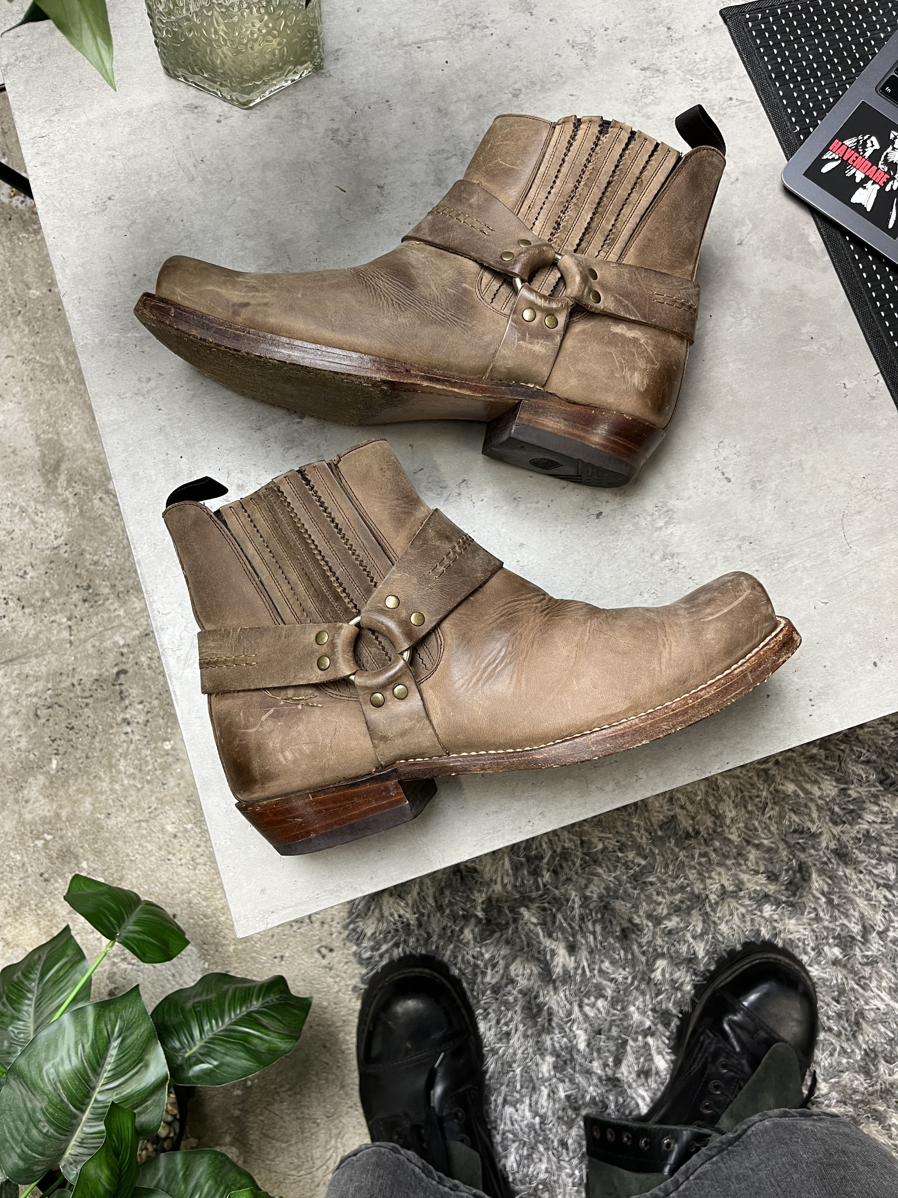 Other 1990s SANCHO HARNESS WESTERN MOTORCYCLE ANKLE BOOTS - 5147 Size US 9 / EU 42 - 4 Thumbnail