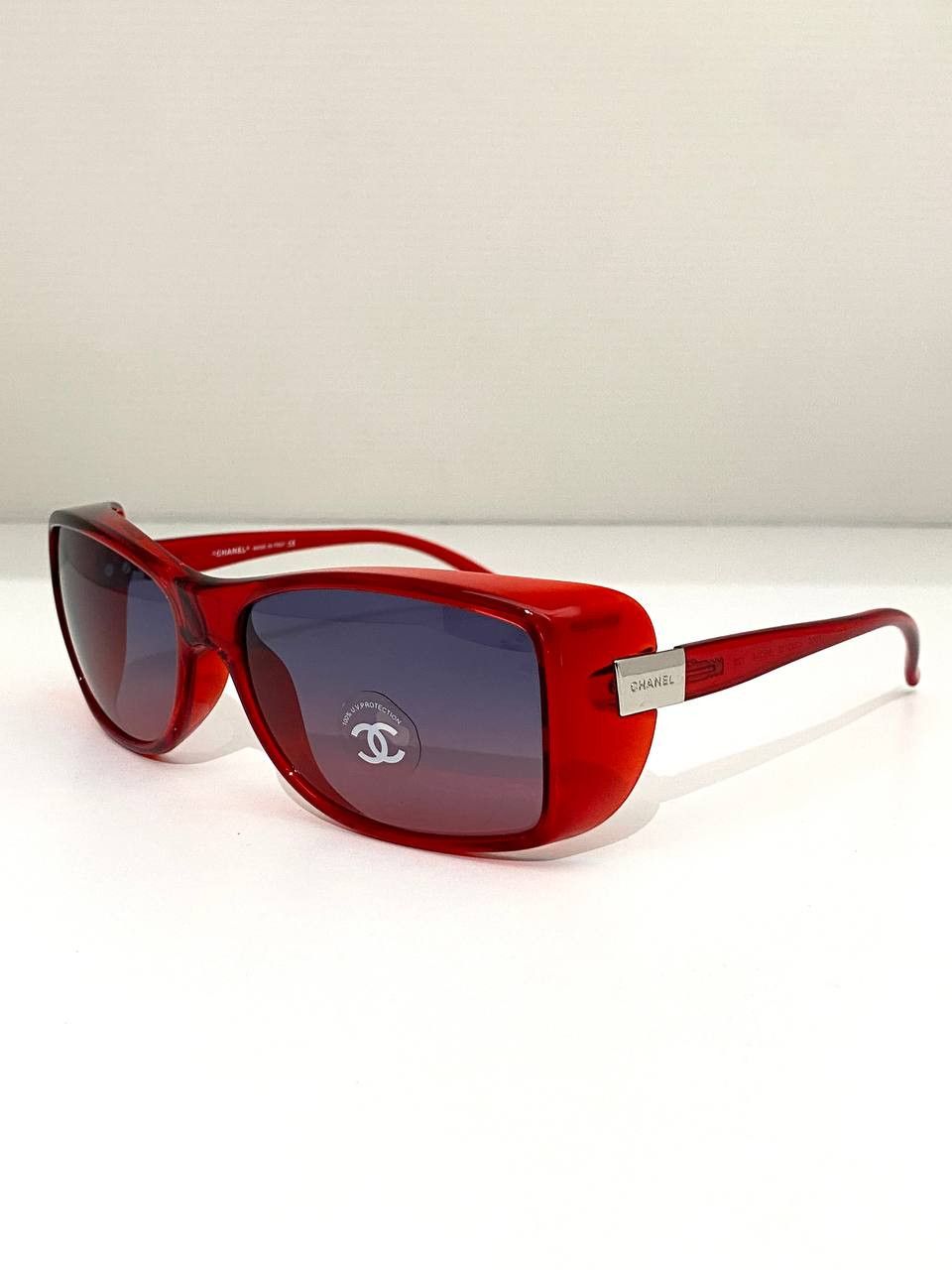 Chanel Chanel CC Logo Shield Oversized Vintage Red Sunglasses Y2K Size ONE SIZE - 5 Thumbnail
