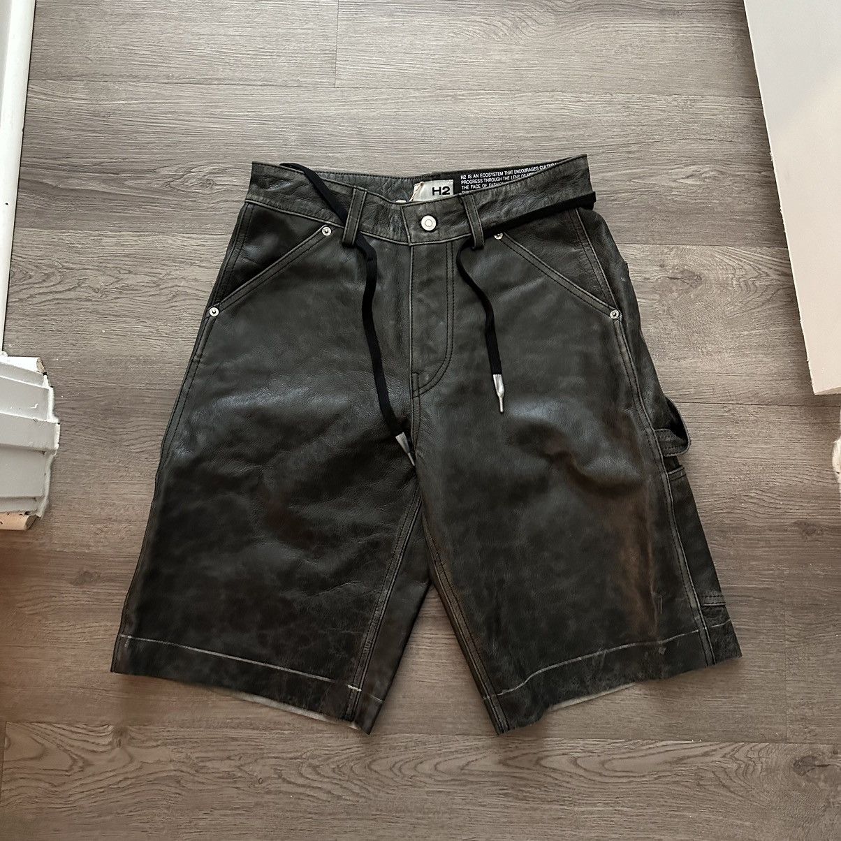 H&M × Heron Preston Heron Preston Leather Carpenter Shorts | Grailed