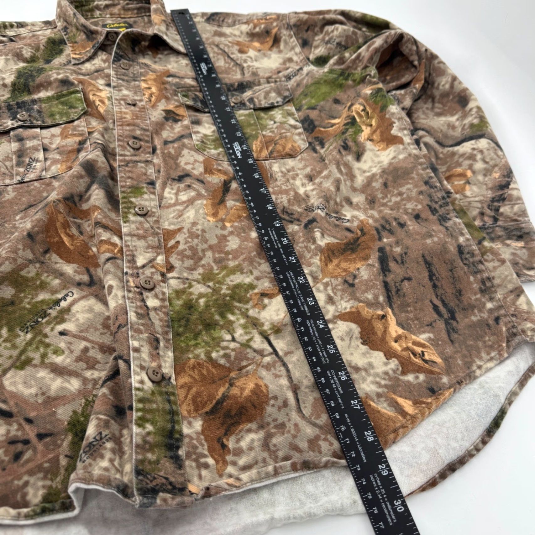 Vintage Cabelas Mens Woodland Zonz Camo Large Long Sleeve Button Up Shirt Size L Hunting Camouflage Workwear Casual Breathable Fall Spring Shirt Mens Brown Size US L / EU 52-54 / 3 - 5 Thumbnail